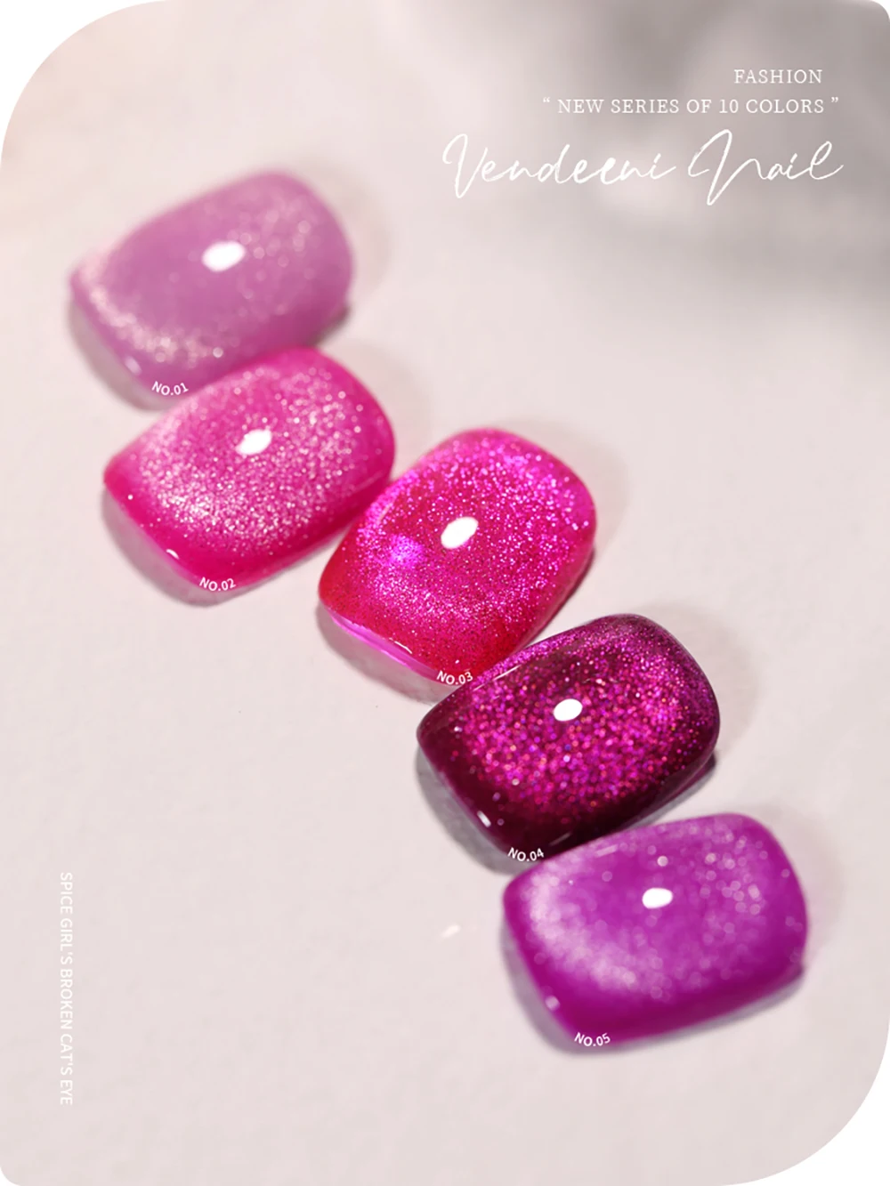 Vendeeni 15ml Rosa-Lila Glitzer-Brocken-Diamant-Katzenaugen-Nagelgel-Lack Magnetischer UV-Soak-Off-Gel-Lack Nagelkunst-Gel-Lack – Detail 3