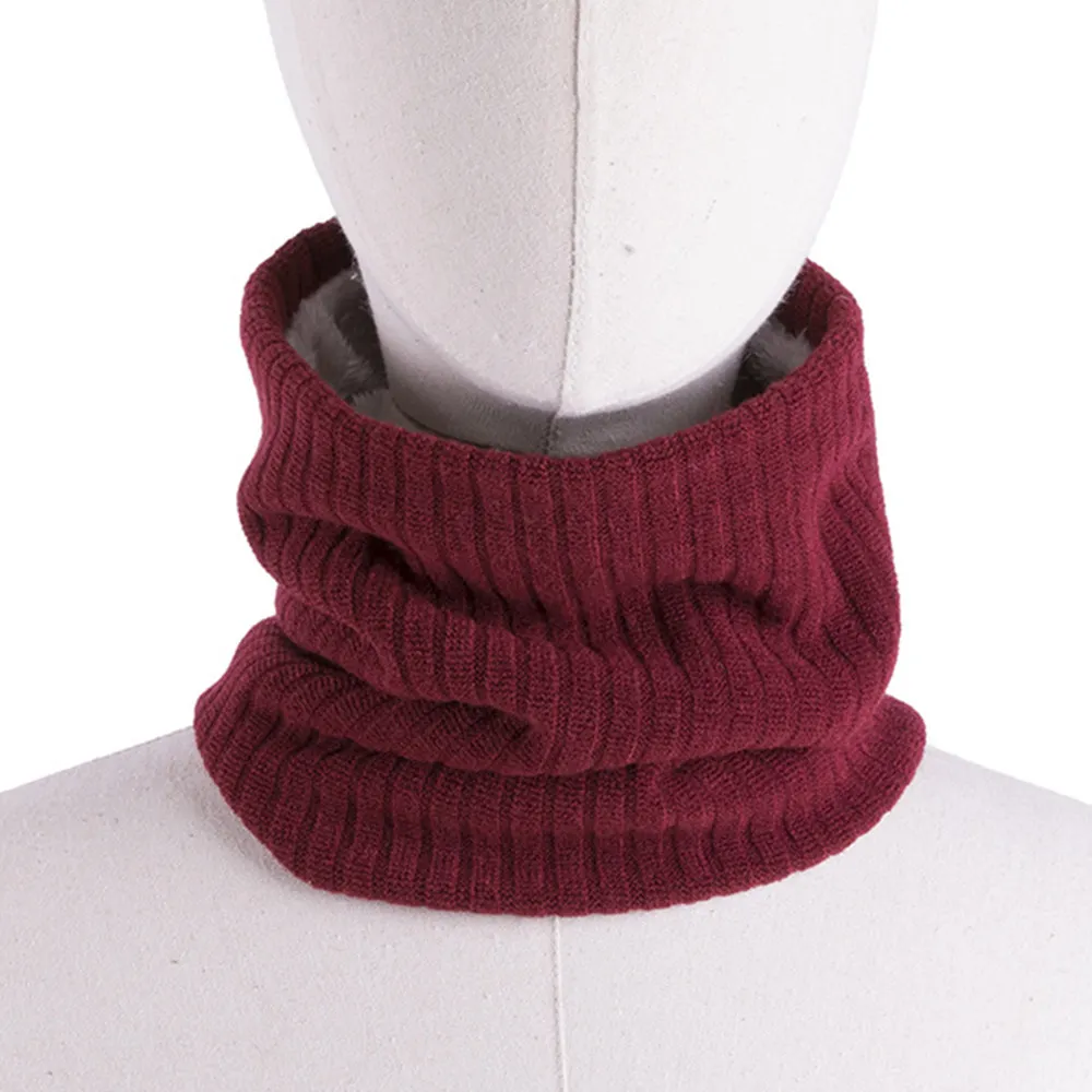 2024 New Winter Scarf Men Women Warm Knitted Ring Scarves Wool Fur Thick Children Neck Warmer Boys Girl Plush Scarf Collar