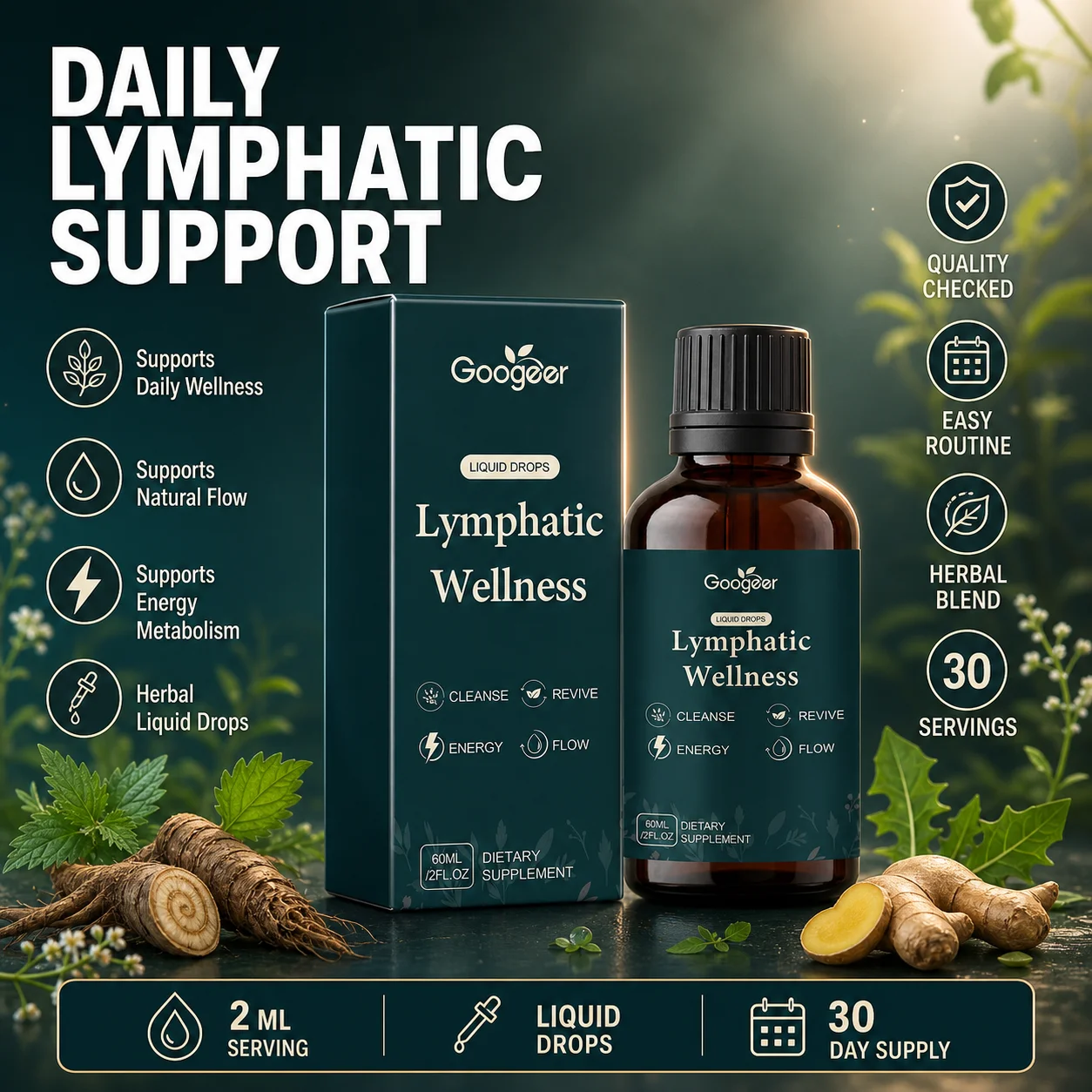 Herbal Wellness Liquid - Googeer Lenfatik Sağlık Sıvı Damlaları Temizleyici
