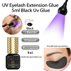 5ml Clear/ Black UV Light Eyelash Led Glue For Eyelash Extension UV Adhesive 1S Quick Drying Long Lasting Uv Lashes Glue