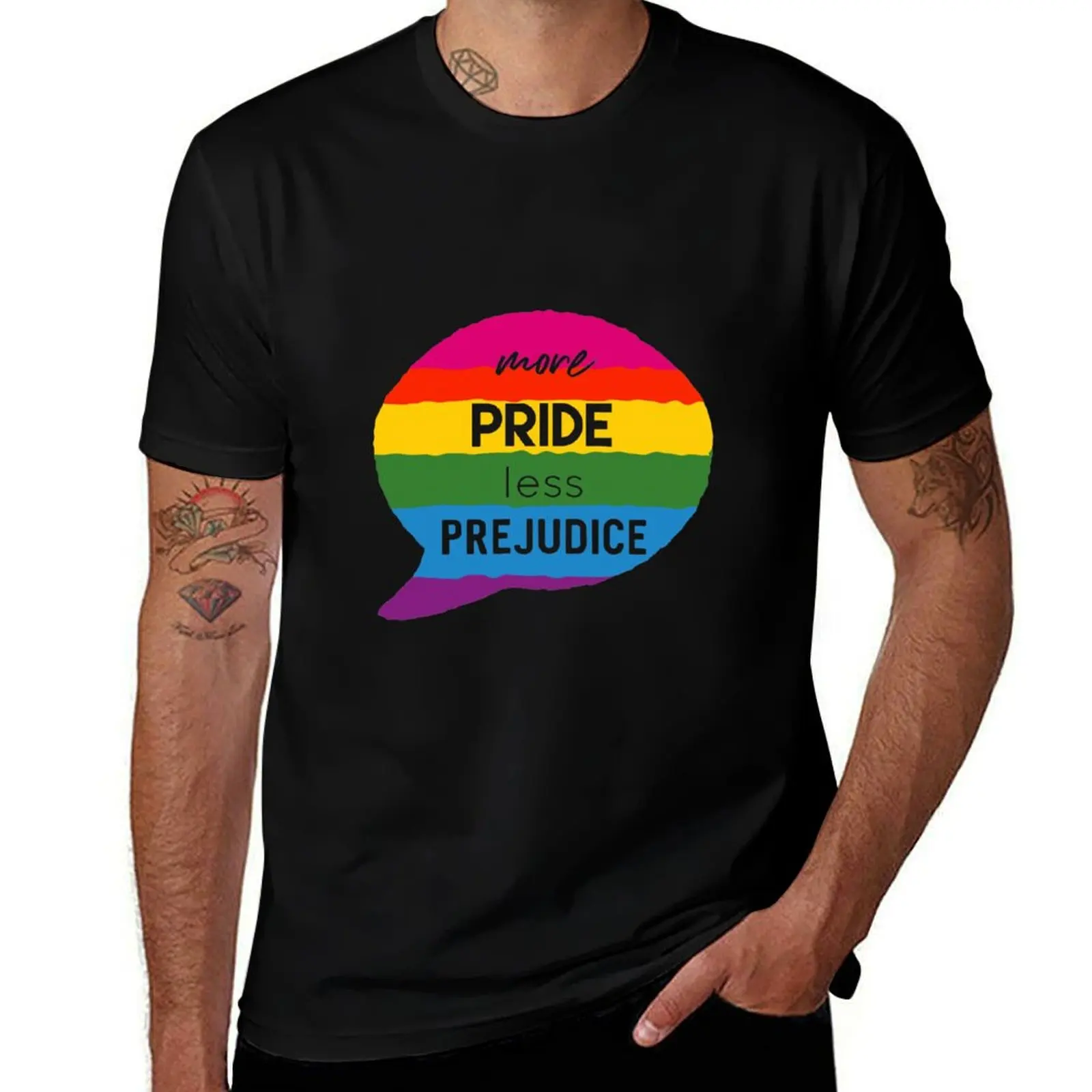 

More Pride Less Prejudice T-Shirt t shirt man casual man t shirt graphic t shirts for man pack white T-shirt