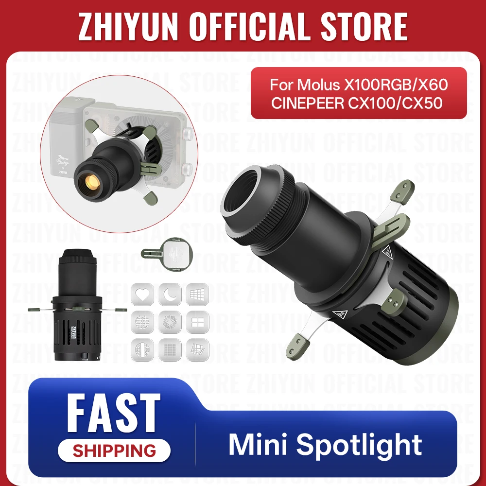 ZHIYUN Offizieller Mini-Scheinwerfer, ZY-Mount, konisches optisches Snoot-Set, Fotografie, Studio, Videobeleuchtung, Projektorzubehör