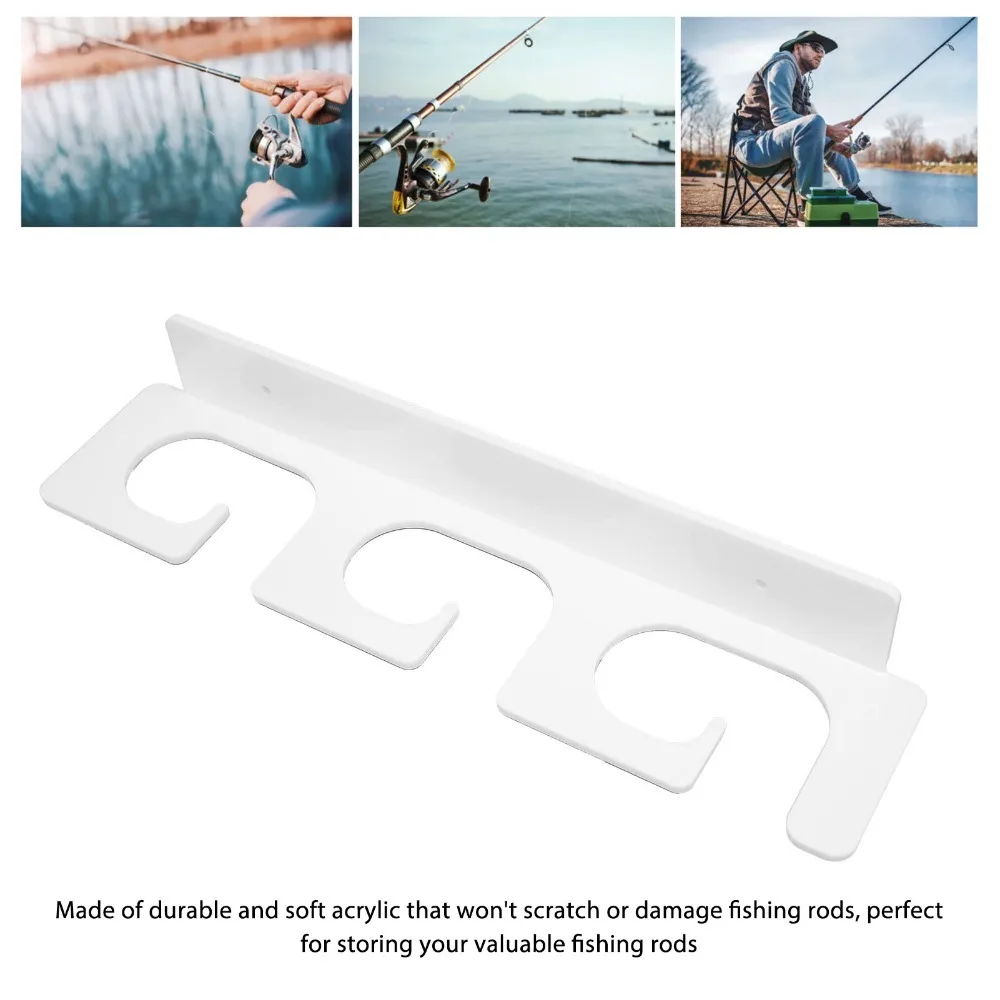 4Pcs Acrylic Fishing Rod Holder Horizontal Overhead Hanger Wall Ceiling Mounted Fishing Rod Storage Rack Multifunctional