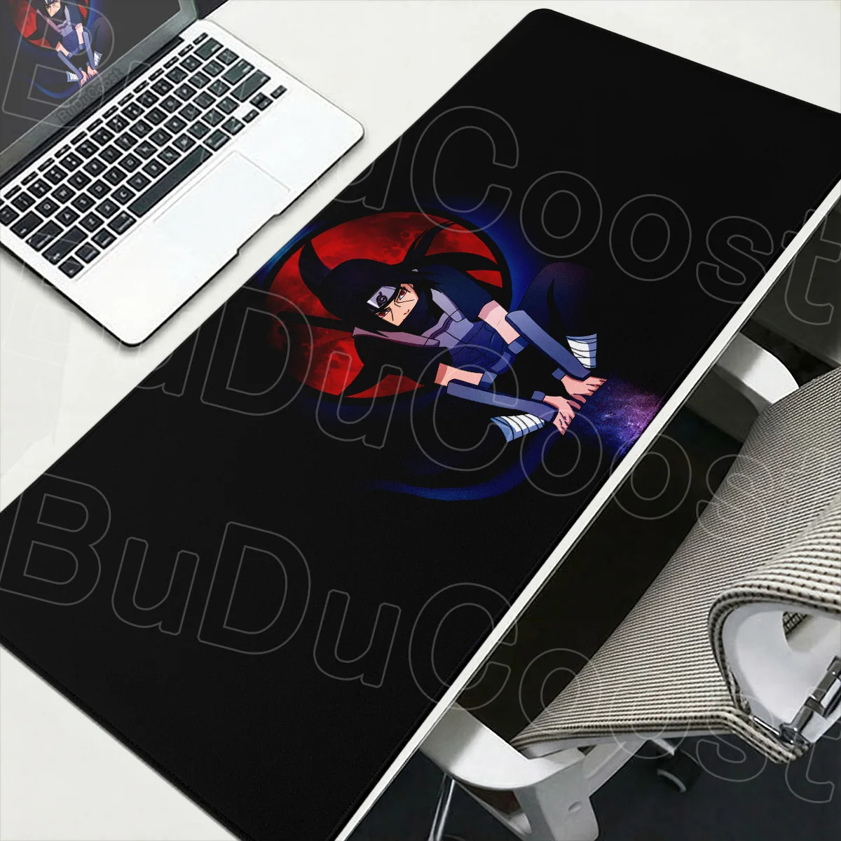 Sharingan & Rinnegan Minimalism Black Computer Office Mouse Pad Gaming Setup Accessories Anime Naruto Anti-slip Keyboard Deskmat