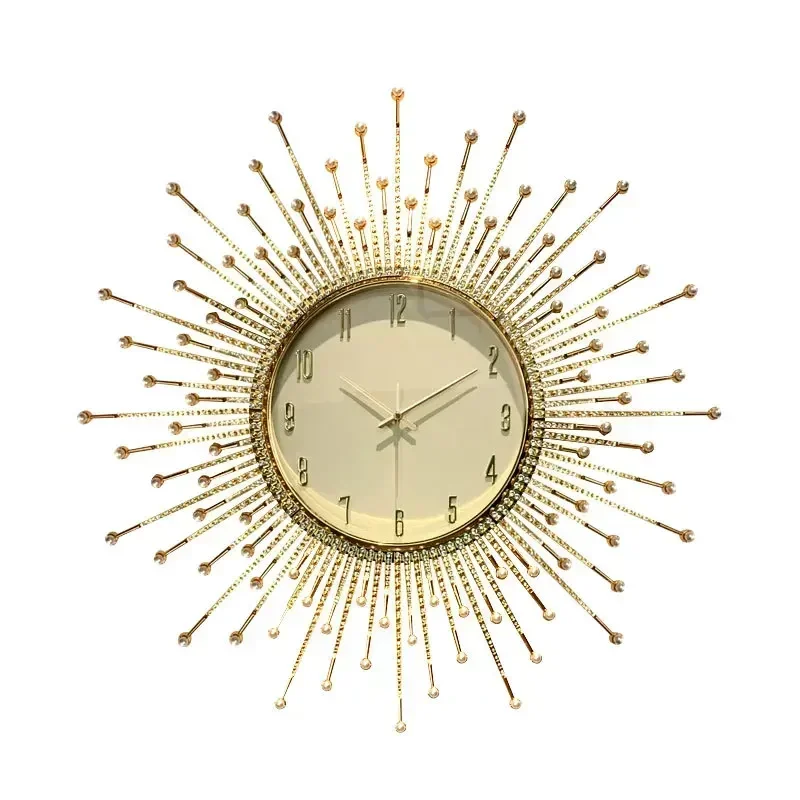 

Luxury Decorated Sun Wall Clock for Living Room Modern Decoration Decor Clocks Decorative Watch Interior Large Size