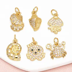 OCESRIO White Crystal Octopus Charms for Bracelet Copper Gold Plated Conch Jellyfish accesorios de joyería envio gratis chma279