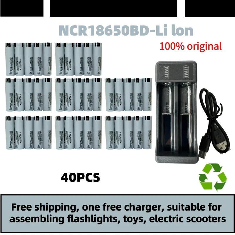 100% original NCR18650BD 3200mAh 18650 3.7V lithium Rechargeable battery 10A discharge for Flashlight charging 35E