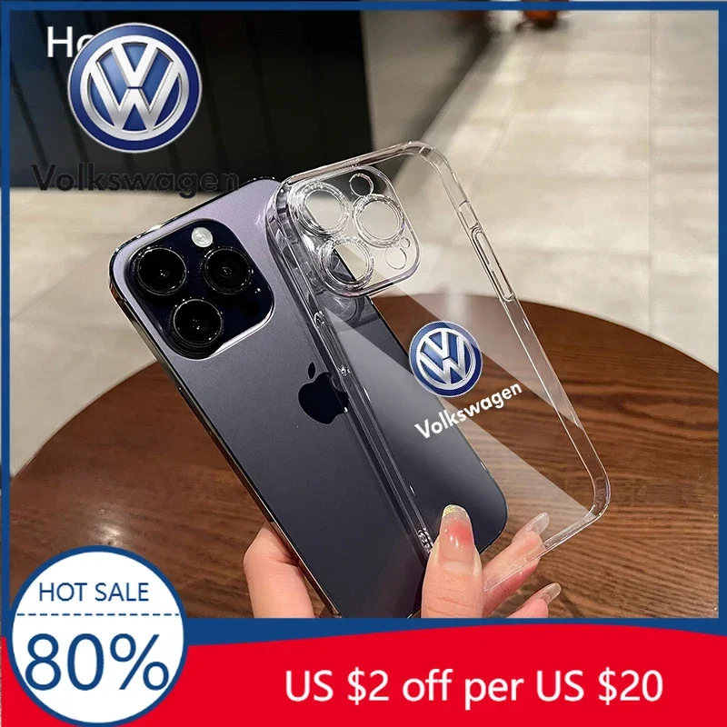 

Прозрачный чехол для телефона с логотипом Volkswagen для iPhone 11 12 13 14 Pro Max XR X X XS SE 7 8Plus, для Volkswagen Jetta