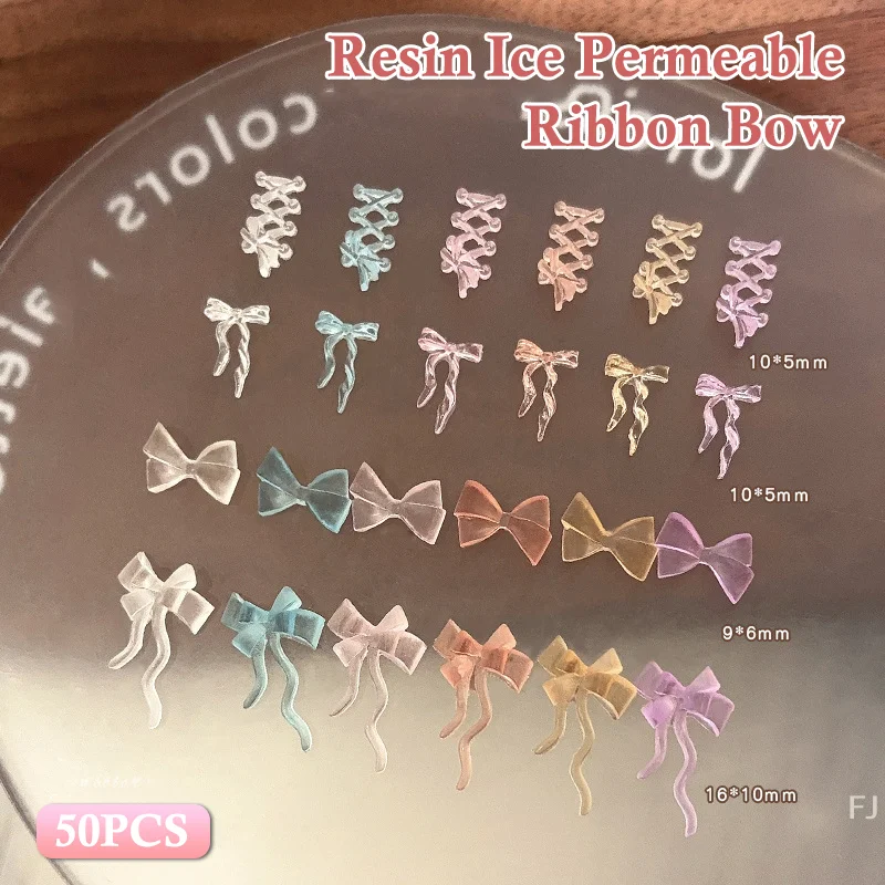 

[YU] 50 шт. мягкая резная цветная лента с галстуком-бабочкой, подвески для ногтей, инструменты для украшения ногтей, аксессуары с бриллиантами для дизайна ногтей