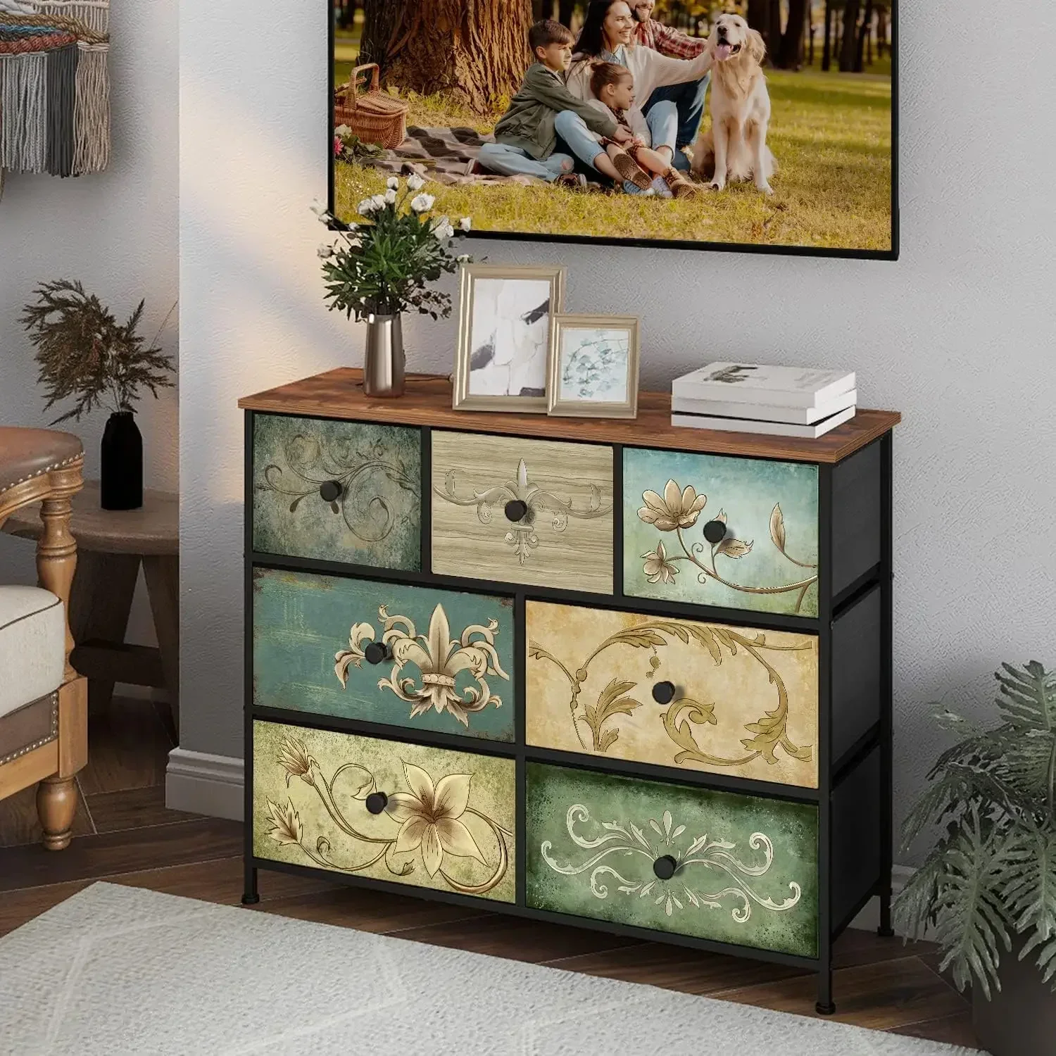 

[Hot Deal, Limited Time Offer!]Fabric Dresser for Closet,Nursery Entryway Hall Tree TV Stand for Living Room Dresser with Drawer