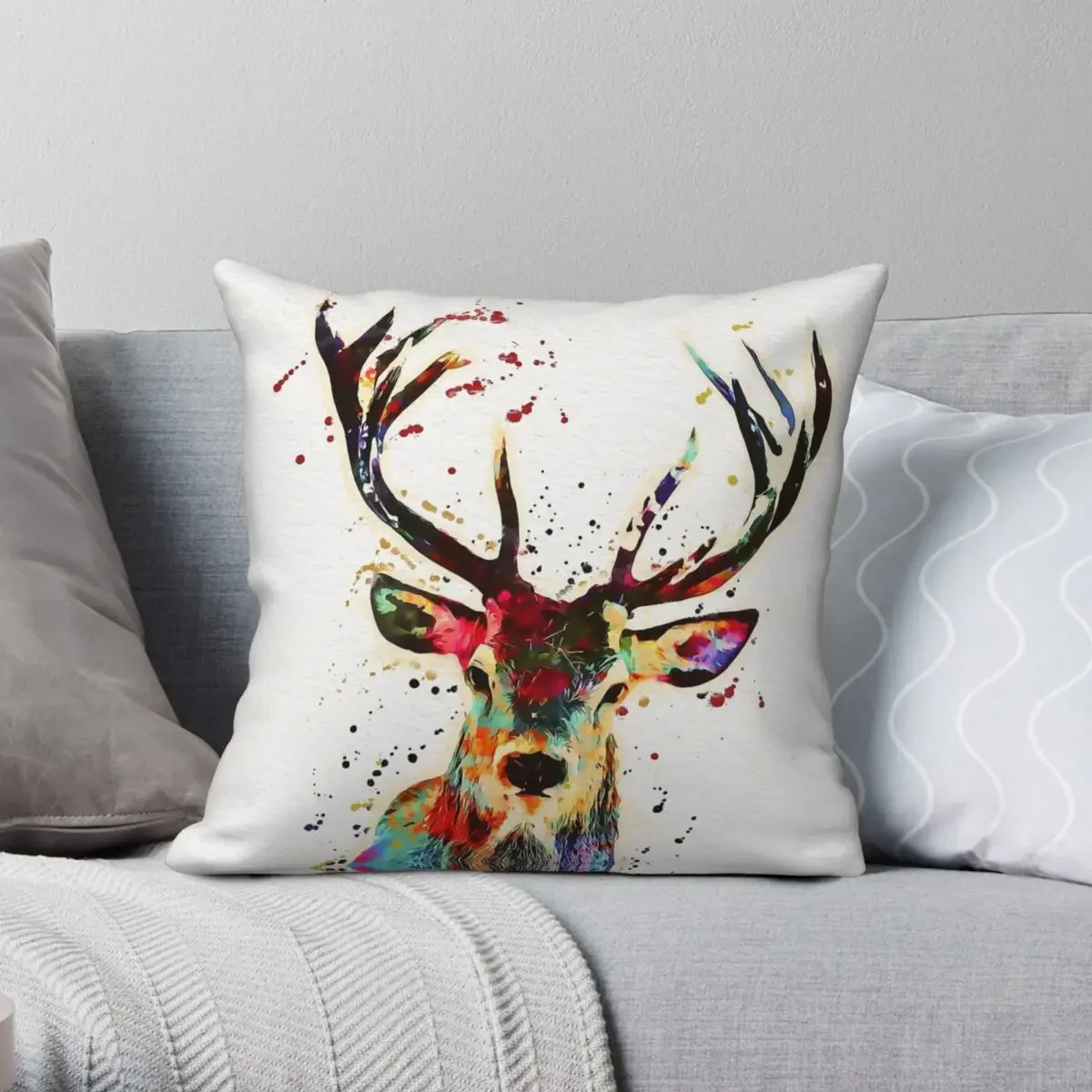 

Forest Animal Deer Pillowcase Polyester Linen Velvet Printed Zip Decor Throw Pillow Case Home Cushion Cover Wholesale