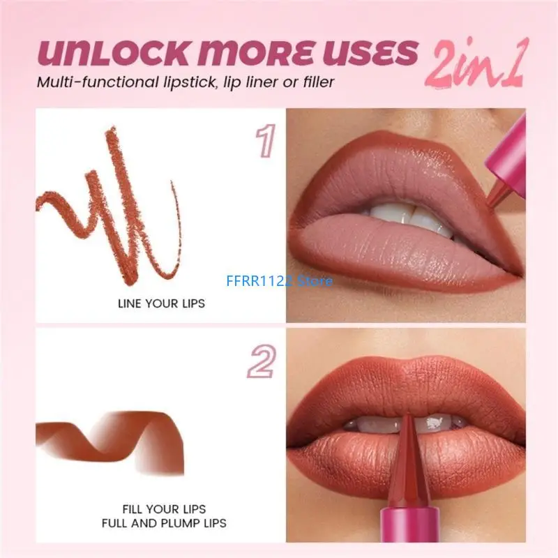 Y1UFマットリップスティッククレヨンリップライナーペンシル、持続する防水リップライナーと口紅
