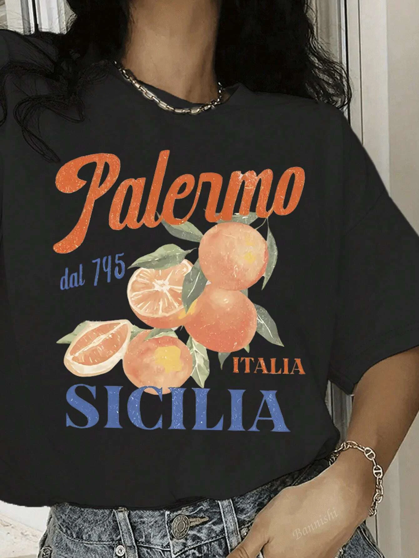 Italia Sicilia Delicious Oranges Prints Woman Tee Shirts Hip Hop Cotton Soft T Shirt Casual Comfortable Top Unisex T-Shirts