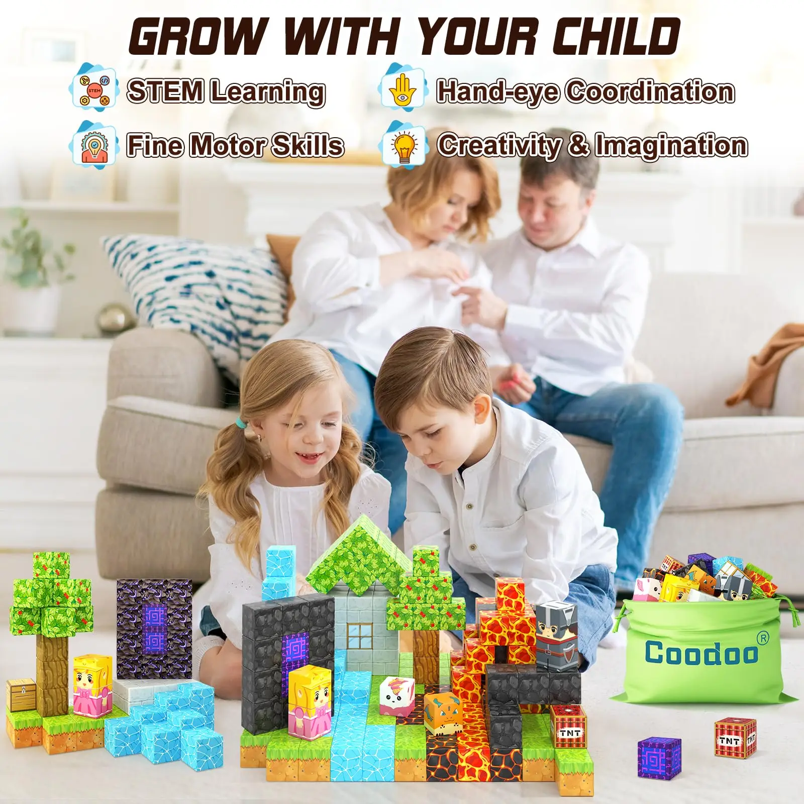 DIY Magnetic Building Blocks Mine Magnet World Edition Cubes Construction Toys for Boys Girls  Sensory Christmas Gifts