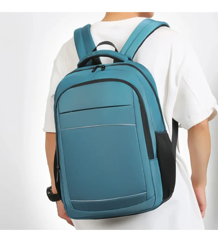 Solid color simple backpack for men large capacity suitable for business trips short journeys and student use