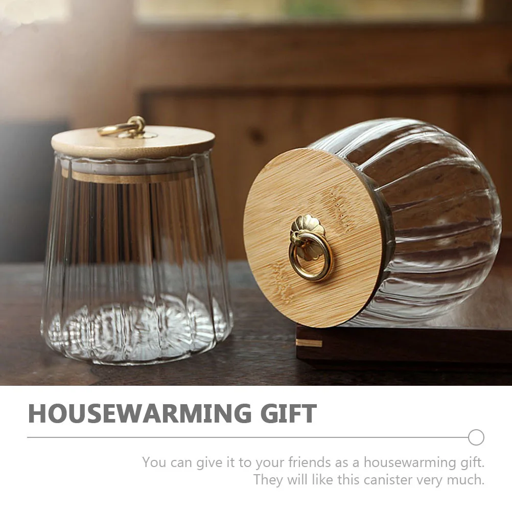 

1Pcs Food Glass Canister Airtight Storage Jar Tea Leaf Sealing Canister Household Grain Rice Candy Storage Container Transparent