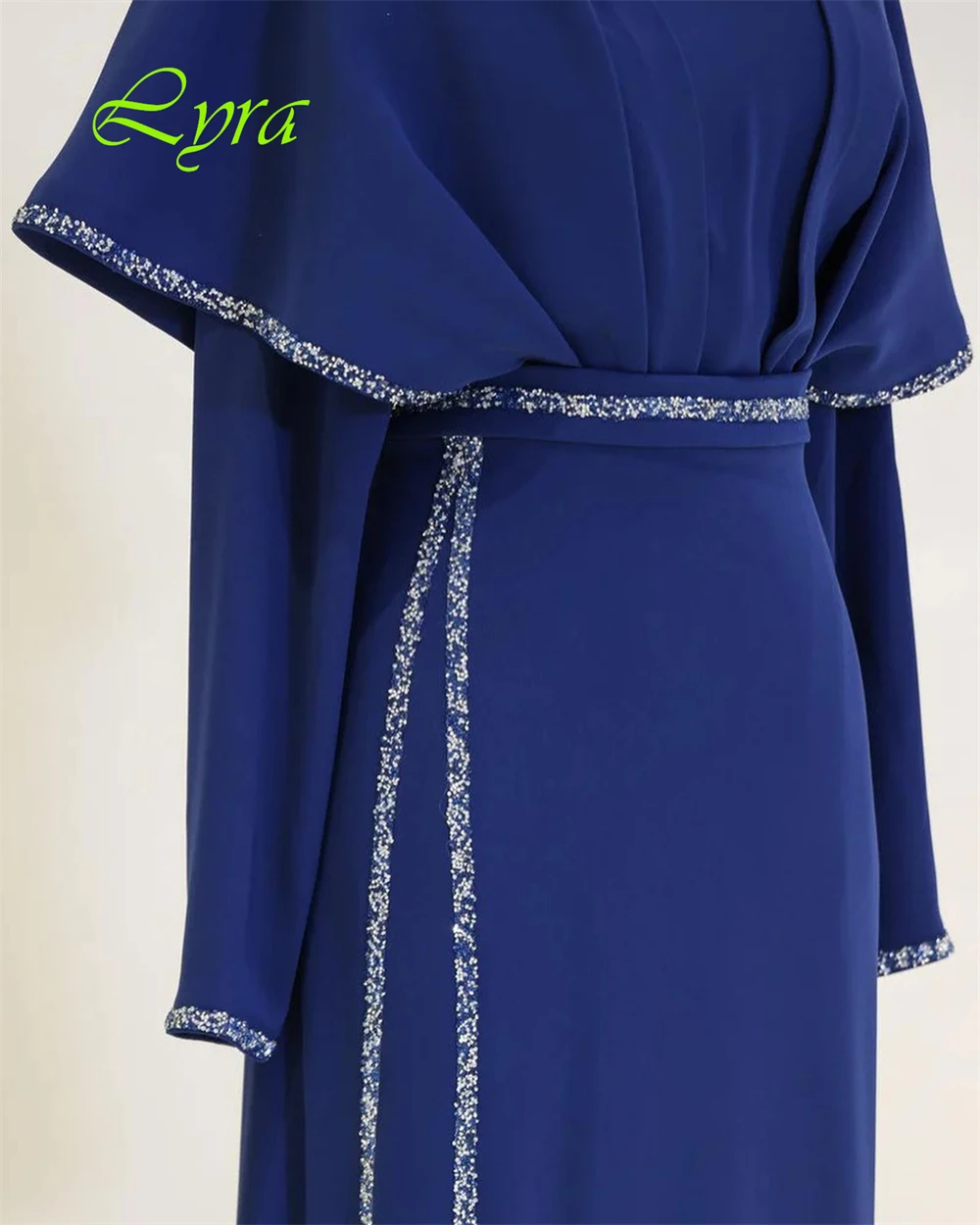 Customized Exquisite Crew Neck Cap Sleeve Long Sleeves Evening Dress High Quality Jersey Sequined Prom Dresses For Woman