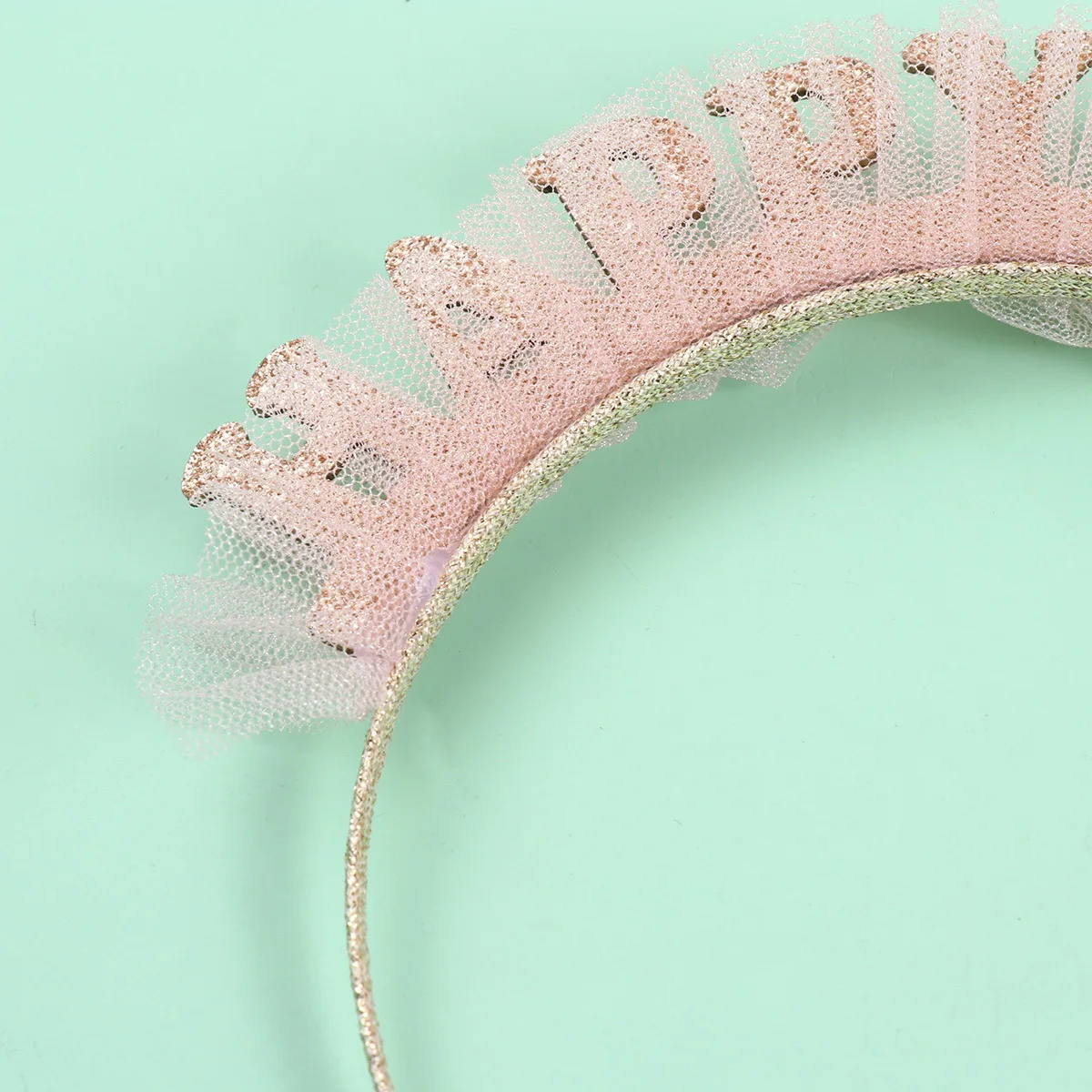 

1Pcs Lace Hairband Pink Alloy Birthday Headdress Happy Birthday Party Accessories Hairdress Style Hairband