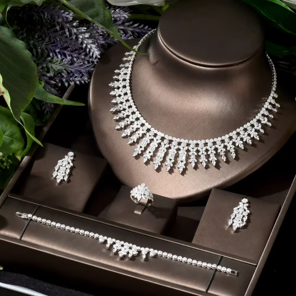 

Комска Innovativo Collana Orecchini Bracciale Set Abito Fidanzamento Damigella Partito Regalo Dubai Scoppio Accessori Q-16