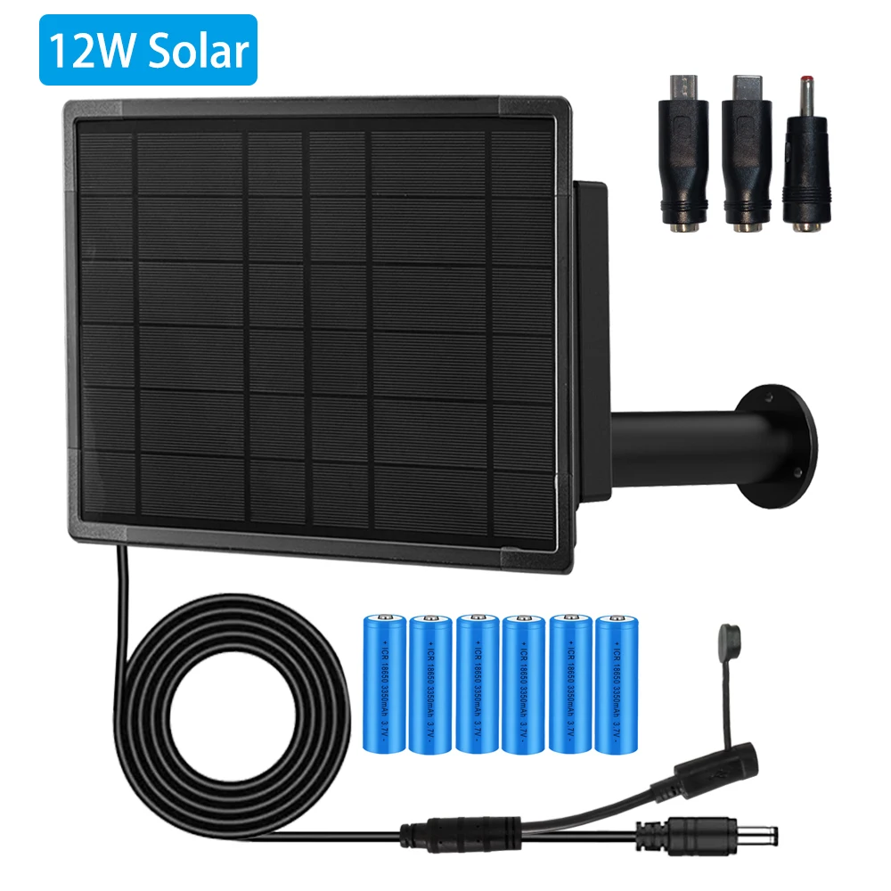 12w Mini Solar Panel Install 18650 Battery Outdoor Waterproof Charger By USB 5V DC Home IP66 Cable 4G WIFI Router Wifi Camera