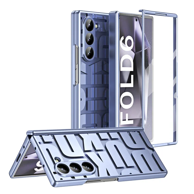 

Для Samsung Galaxy Z Fold 7, 6, 5, 4, 5G, модный гальванический прозрачный шарнирный чехол для телефона, защитная пленка для экрана, противоударный чехол
