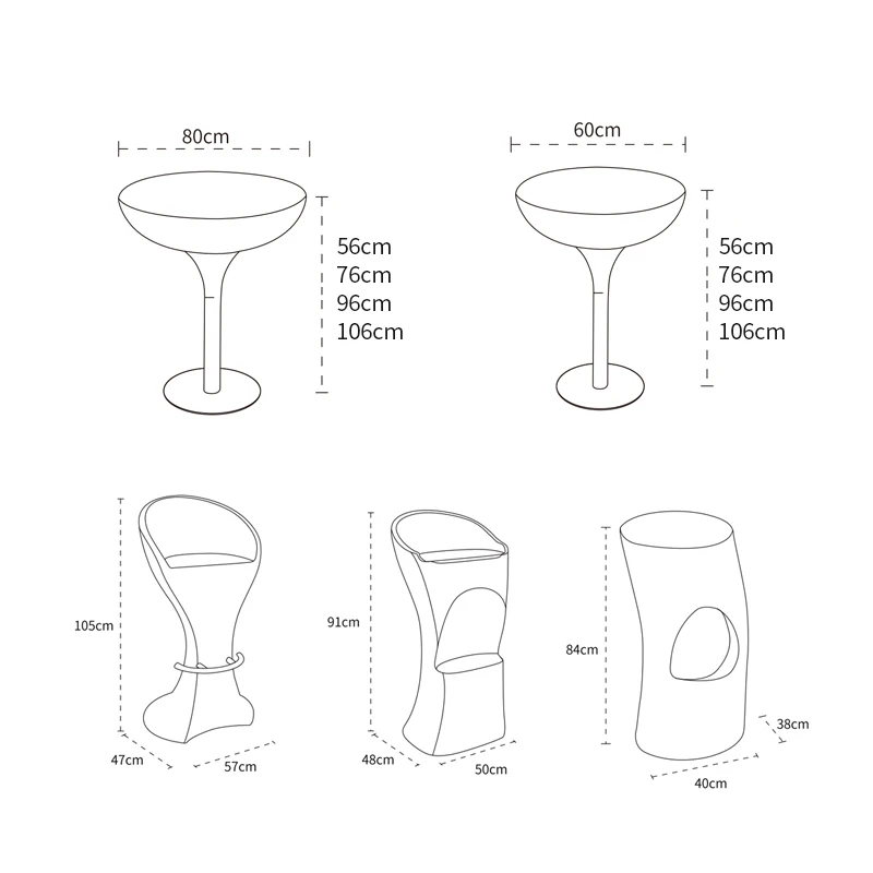 Modern Adjustable High Table LED Lighting Cocktail Bar Furniture for Home Club Events Weddings Outdoor Spaces Rustic