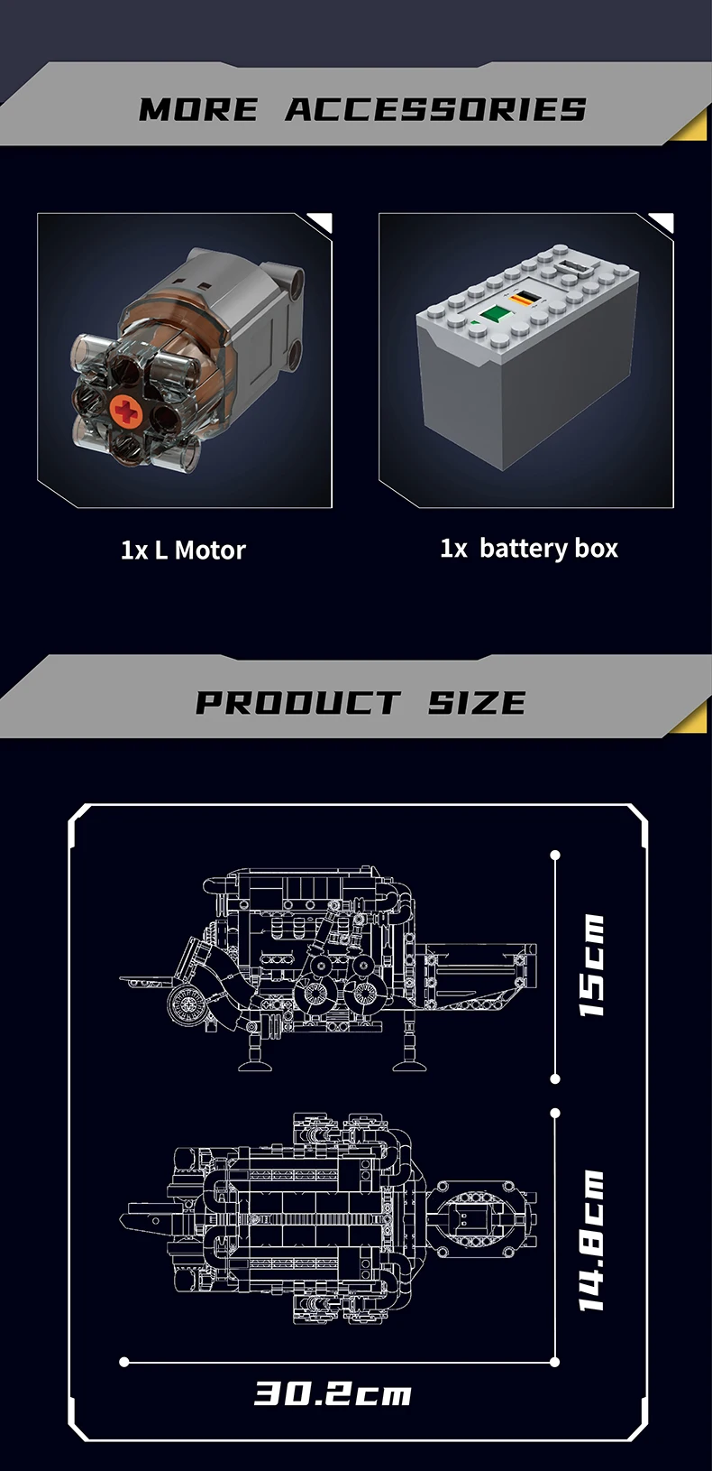 Mould King 10131 Technical Car Part Building Block W16 Engine for BGT Supercar Set Assembly Car Brick Toys Kids Christmas Gift