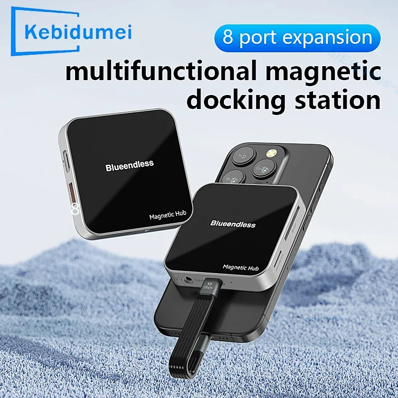 

Магнитный концентратор USB C 8 в 1, док-станция Type-C, HDMI-совместимый разветвитель USB3.2, устройство чтения карт 2 в 1, SD/TF PD100W для ноутбука, телефона