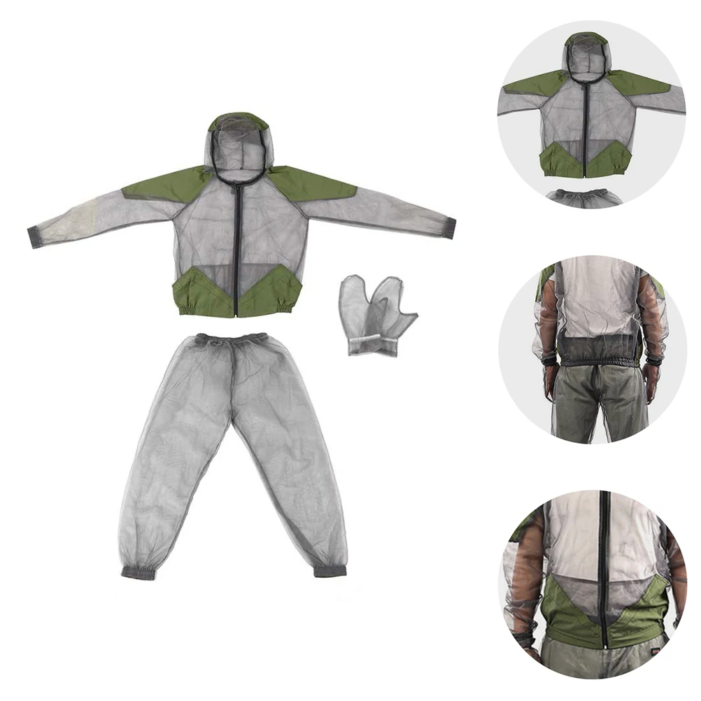 

1 set Premium Mosquito-proof Clothing Set Breathable Lightweight Hooded Suit Camping Outdoors Protection for Travelers Fishermen