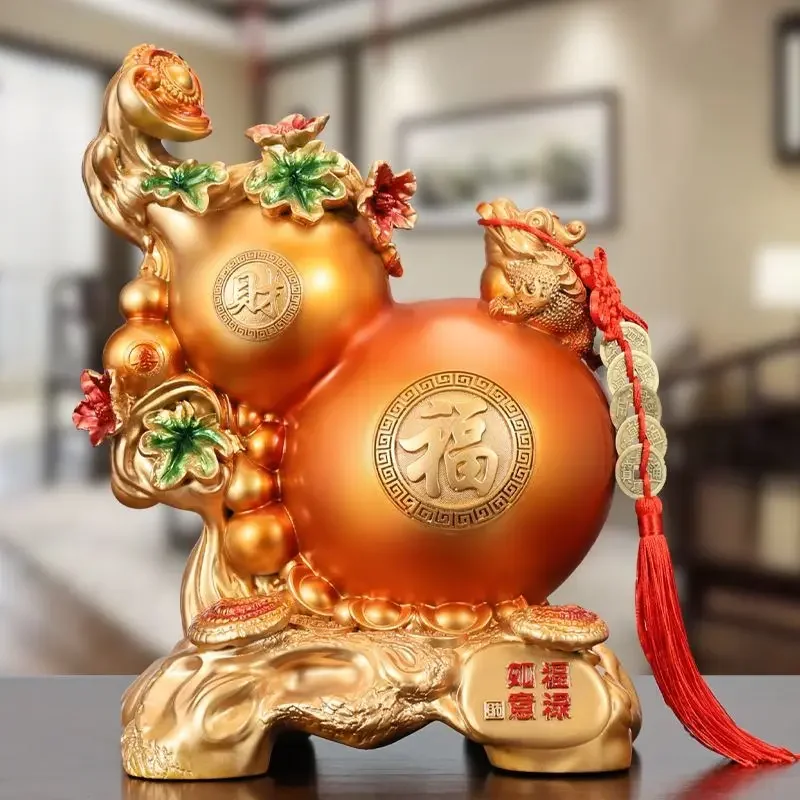 Feng Shui Fortune Gourd Attracts Wealth Ornaments Blessed Living Room Wine Cooler TV Cabinet Decor