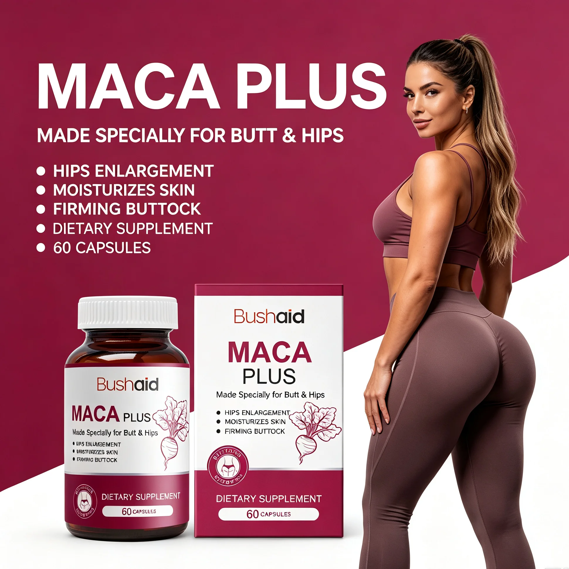 Natural Plant Based Maca Root Extract Capsules Herbal Oral Supplement Provide Nutrition Support For Women Body Wellness
