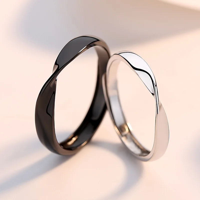 New Mobius Couple Rings For Women Men Simple Black White Adjustable Simple Ring Fashion Wedding Birthday Proposal Gifts