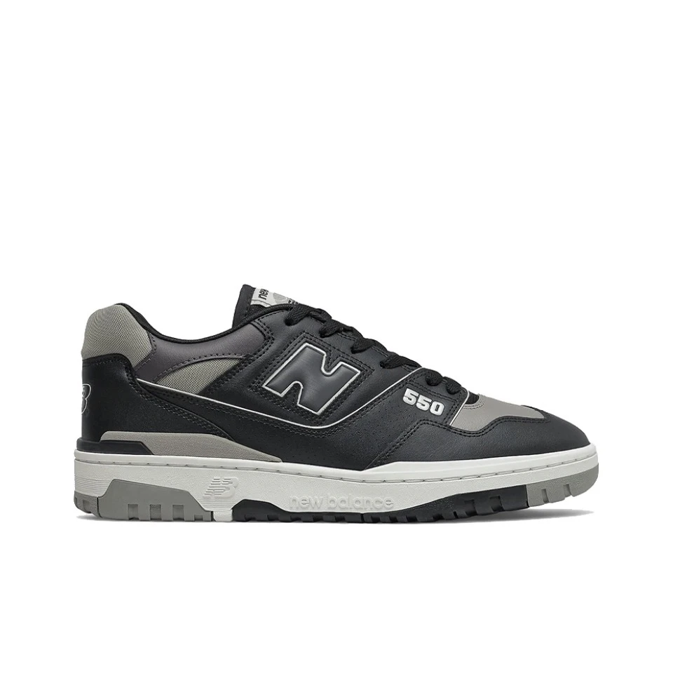 Original New Balance NB 550 Classic Vintage Faux Leather Casual Men\'s and Women\'s Running Shoes White Silver BB550SR1