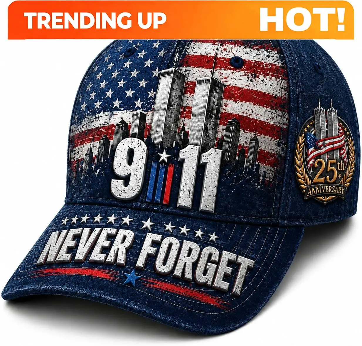 Customization Customization 9.11 Never Forget 25th Anniversary Baseball Cap, 2001-2026 Memorial Hat | Distressed Patriotic Cap F
