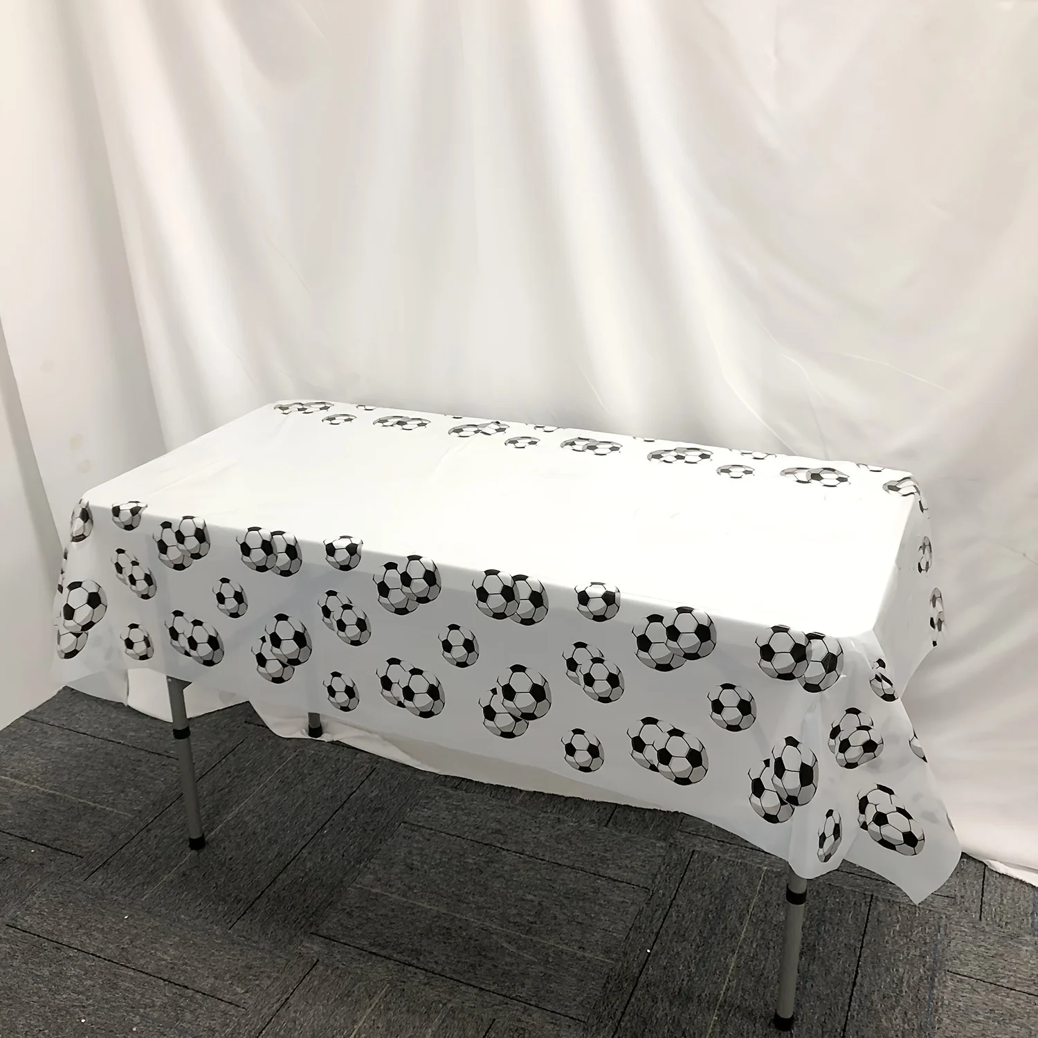 Soccer Event 2026 - Halloween, Christmas, Black And White Football Theme Party Table Cloth Decoration Items Birthday Party Table
