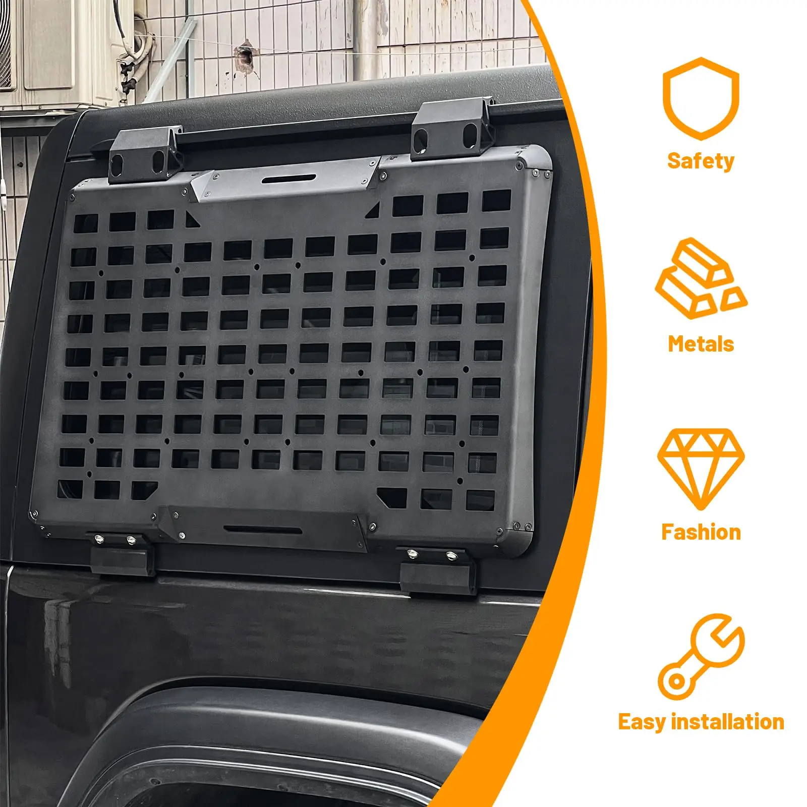 Kit de flanco de Panel Molle de almacenamiento de ventana trasera derecha, decoración protectora de ventana para Jeep Wrangler JL 2018-2024, accesorios de 4 puertas