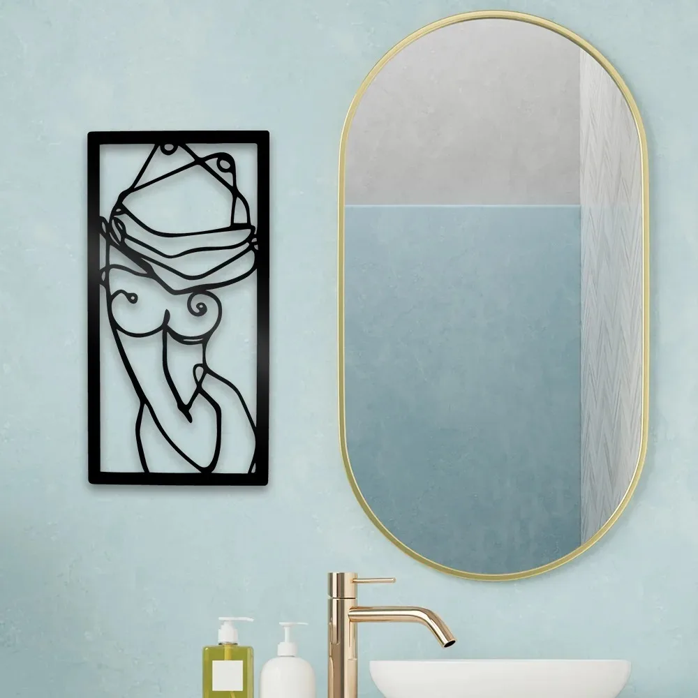 

Undress Laundry Bathroom Room Decor Sign Silhouette Cutout Vintage Metal Wall Art Decoration Black Hanging Room Decorative