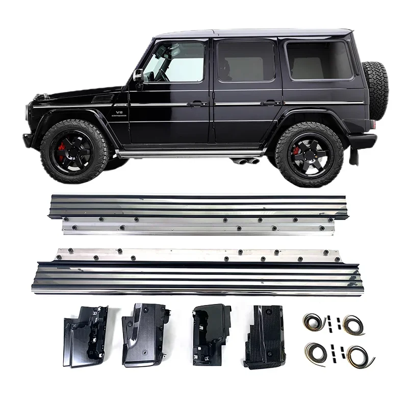 

W464 4X4 style side steps with dry carbon fiber corners, suitable for G-grade W463a G63 G500 aluminum upgraded car body kit part