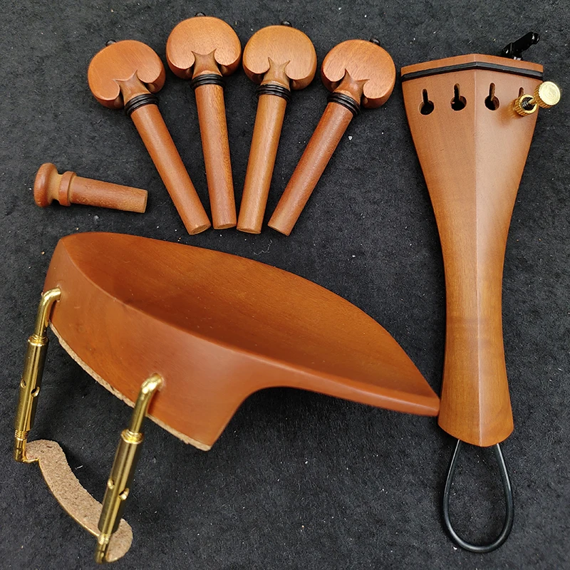 1 Set Violin Parts Pegs,Tail piece Gut Chin rest With Clamp Finetuner 4/4 Violin Accessories Jujube Wood