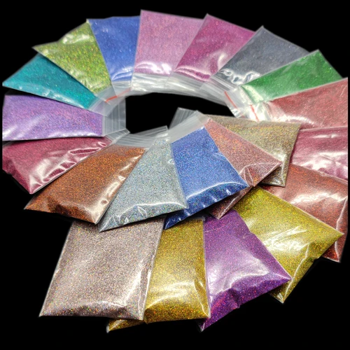 10 g/bolsa 0,2mm brillo láser uñas cromo polvo de uñas diamante Arco Iris brillo lineal Gel esmalte holográfico pigmento brillante