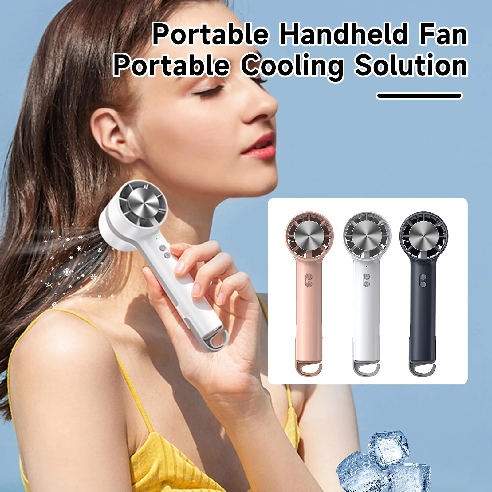 مروحة تبريد محمولة باليد مع لوحة تبريد ومراوح مكيف هواء محمولة وسرعة قابلة للتعديل وقابلة لإعادة الشحن
