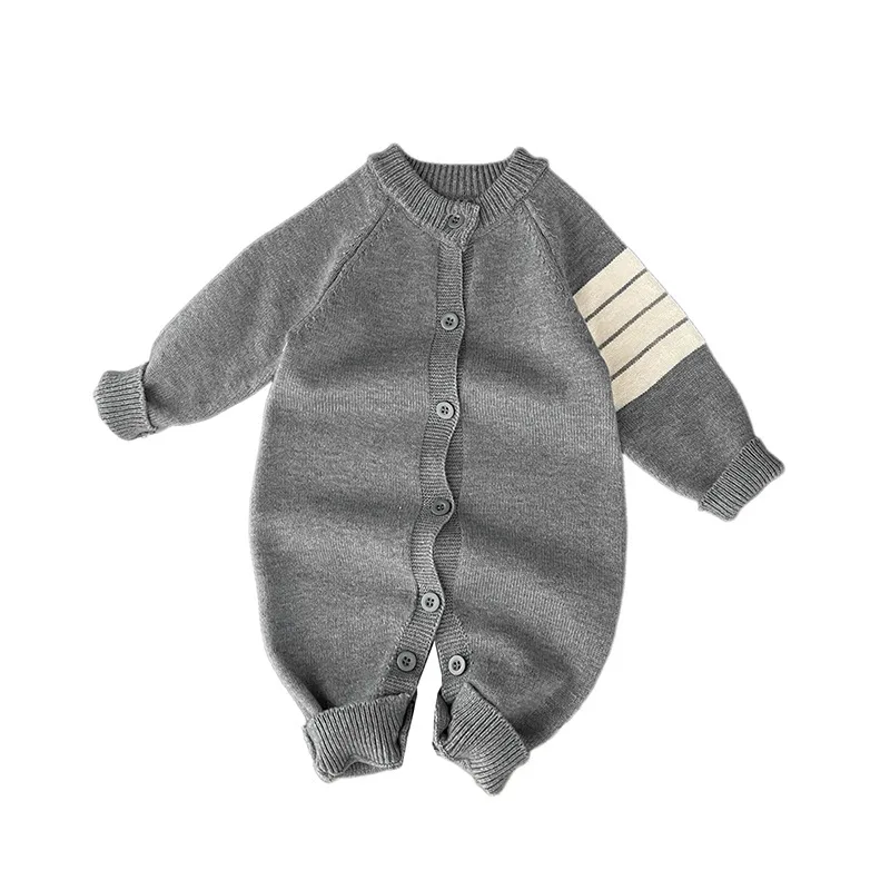 2024 Autumn New Baby Long Sleeve Knitted Romper Cotton Infant Boy Girl Solid Casual Jumpsuit Newborn Toddler Clothes 0-24M