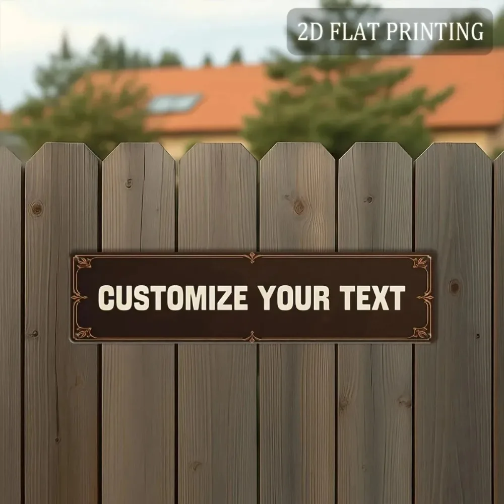 CIFbuy [2D Flat] Personalized Dark Brown Ornate Metal Sign,Custom Text Wall Decor (Only For Decoration)