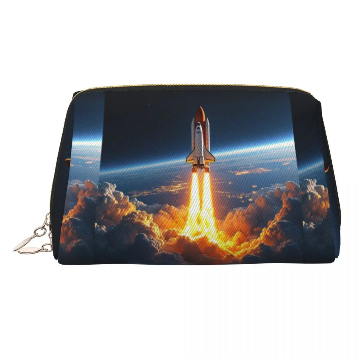 Space Shuttle Rocket Women Cosmetic Bag Travel Makeup Organizer Pouch Toiletry Storage Dopp Kit Case