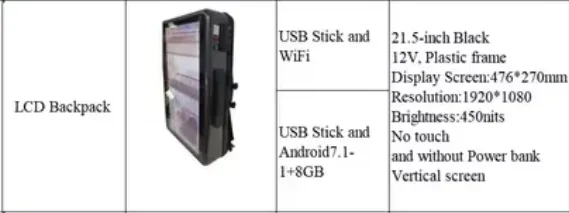 Hot Sale 21.5inch Android Backpack Advisement Player Mobile Outdoor Backpack LCD Screen      ed Supply Advertising LED S