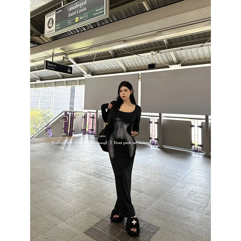 Sukienki Damskie Lub Urodzinowe Krótkie Rękawy Szyfonowe Plisowane Przezroczyste Szarfy Styl Francuski Kwadratowy Dekolt Artystyczny Temperament Eleganckie Seksowne