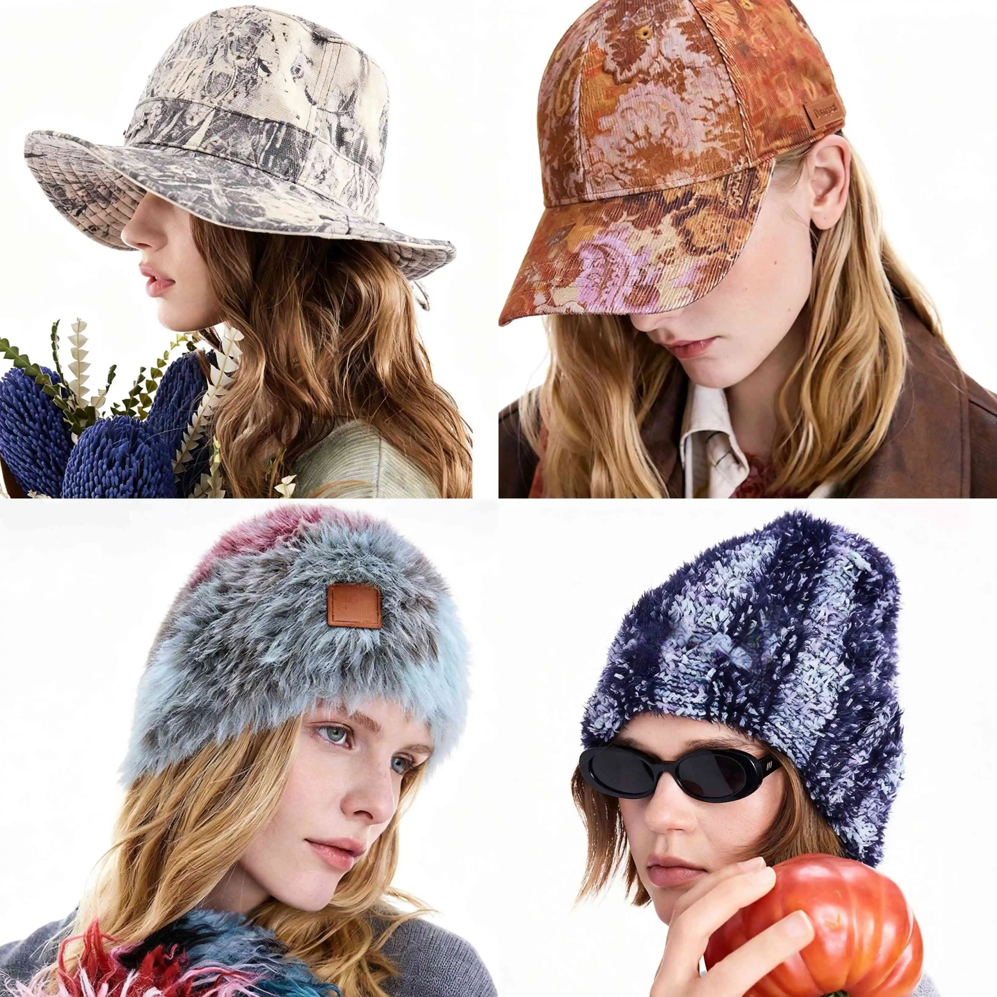 European, American, Spanish original single female fisherman hat embroidered print fashionable baseball cap