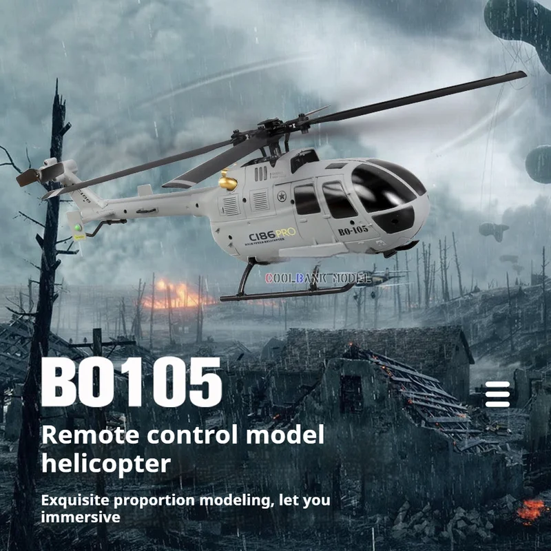 Controle remoto era c186 modelo de helicóptero de aviação de controle remoto quatro canais aeronave de hélice única bo105 modelo de aeronave de brinquedo