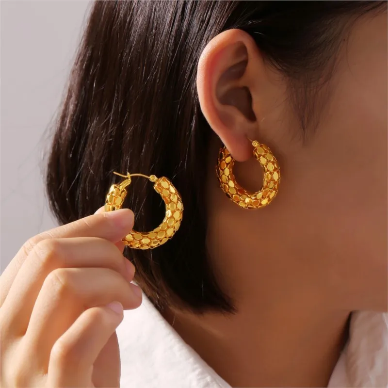 Elegant Hoop Earrings For Women Stainless Steel 18K Gold Plated Women's Geometric Coquette Earring Girls Ear Rings Jewelry Gifts