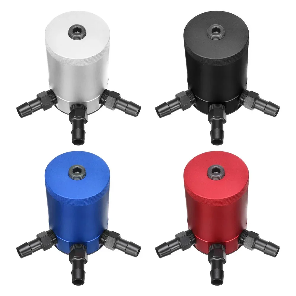Modified 3-Port Oil Catch Can Universal Aluminum Waste Gas Waste Oil Recovery Pot Double Side Oil Outlet